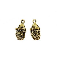 Santa Claus Charm, 23mm, Gold Colour, Pack of 2