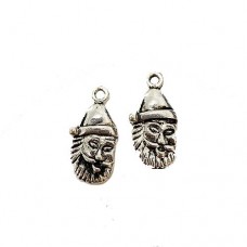 Santa Claus Charm, 23mm, Silver Colour, Pack of 2