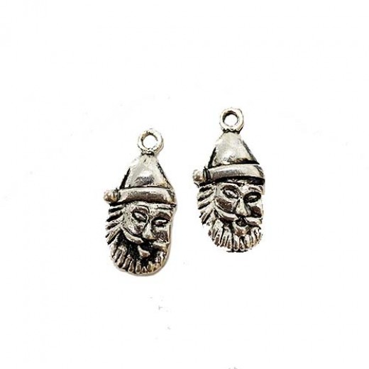 Santa Claus Charm, 23mm, Silver Colour