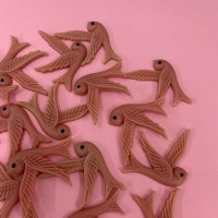 Flat Back Birds, Coral, Pack of 25