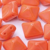 12mm Twin Hole Pyramid Beads, Orange Opaque, Pack of 5
