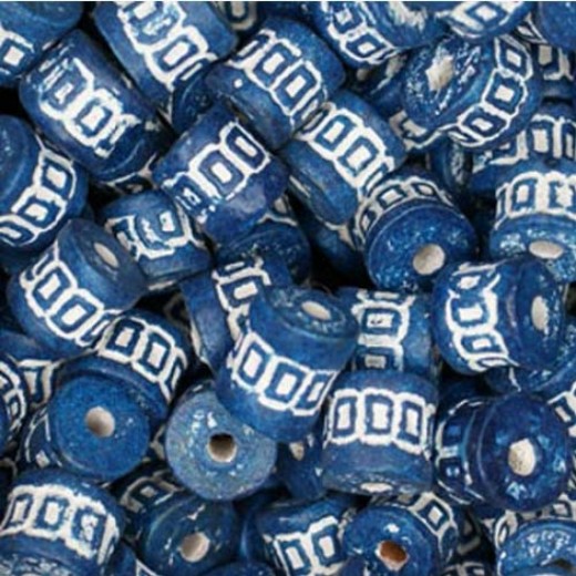 Medium Clay Tube Beads, Dark Blue, Bulk Bag Approx. 250g
