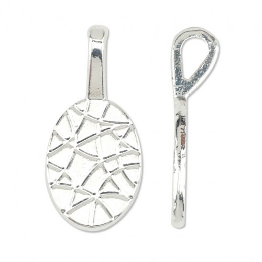Glue on Pendant Bails, 10 x 23mm, Silver Plated, Pack of 3