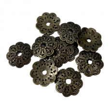 Filigree Flattened Bead Caps, Pack of 10, Antique Brass