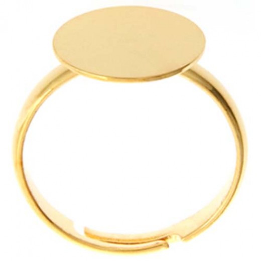 Adjustable Ring with 12mm Pad, Gold, Pack of 4