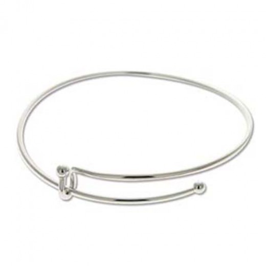 Expandable Wire Charm Bracelet, Silver Plated
