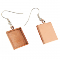 100% Copper Handmade Bezel, Square Earrings 16 x 2mm