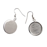 Silver Plated Handmade Bezel Earrings, 19 x 2mm