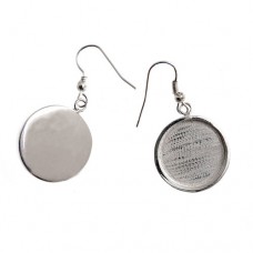 Silver Plated Handmade Bezel Earrings, 19 x 2mm