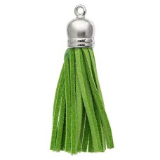 Faux Suede Tassel, Green with silver Cap