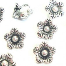 12mm Tibetan Silver Flower Charms, Pack of 6