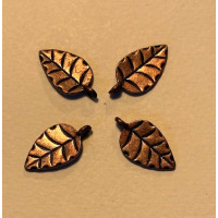 Leaf Charms, Copper Colour, 12 x 22mm, Pack of 4 Leaf Charms, Copper Colour, 12 x 22mm, Pack of 4