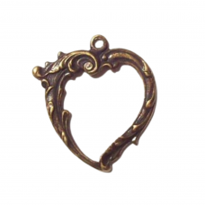 Kabela Heart Shaped Pendant Frame, Antique Brass, 25mm