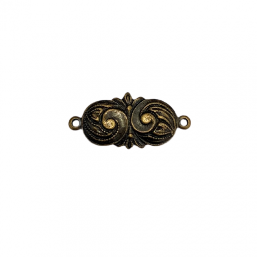 Kabela Swirls Connector, Antique Brass, 9 x 18mm