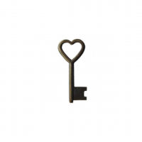 Kabela Tiny Heart Shaped Key, Antique Brass, 13mm