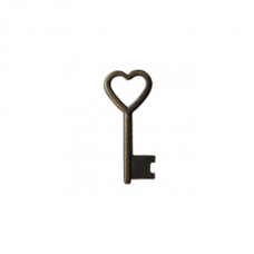 Kabela Tiny Heart Shaped Key, Antique Brass, 13mm