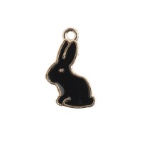 9 x 18mm Black Rabbit Charms, Pack of 10.