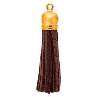 Faux Suede Tassel, Brown with Gold Cap