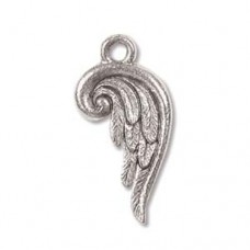 Fancy Angel Wing Charms, Antique Silver, Pack of 5