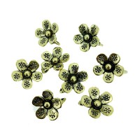 Flower Charms with Loop, Gold Colour, 15 x 16mm, Pack of 8