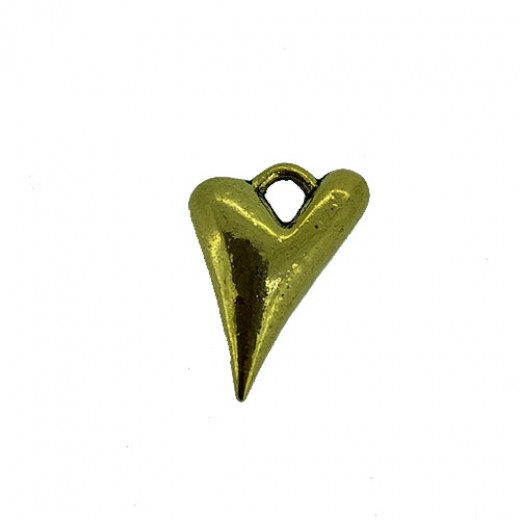 Heart Charm, Gold Colour, 18 x 24mm