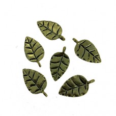 Leaf Charms, Gold Colour, 12 x 22mm, Pack of 6