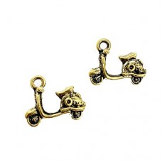 Gold Scooter Charms, Gold Colour, 19 x 15mm, Pack of 2
