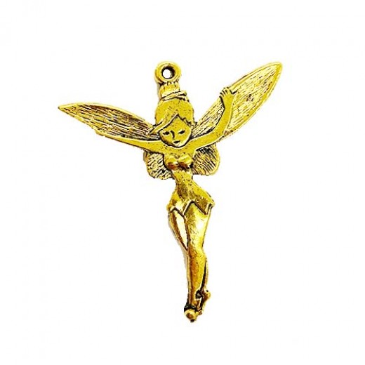 Large Tink Fairy Charms, Gold Colour, 46 x 52mm, Pack of 2