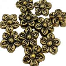 9mm Gold Flower Spacer Beads, Pack of 10