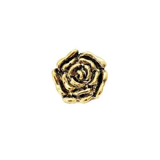 Large Flower Charm with Loop, Gold Colour, 23.5 x 24mm