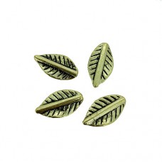 Lined Leaf Charms, Gold Colour, 11 x 20mm, Pack of 8