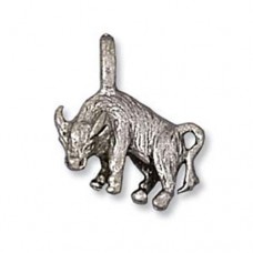 Taurus Bull Charm, Antique Silver, Pack of 4