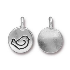 Tierracast 12mm Antique Silver Cute Bird Charm, Pack of 2