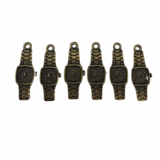 Wrist Watch Charms, Brass, Pack of 6