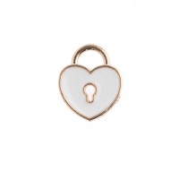 11 x 13mm Heart Locket Charms, White, Pack of 10