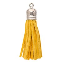 Faux Suede Tassel, Yellow with silver Cap