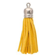 Faux Suede Tassel, Yellow with silver Cap
