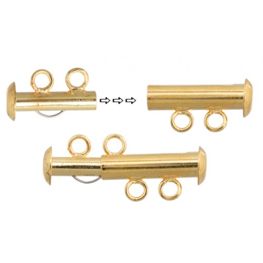 2 Strand Multi Slide Clasp, Gold, Pack of 2