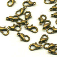 10mm Antique Brass Colour Lobster Clasps, Pack of 10 10mm Antique Brass Colour Lobster Clasps, Pack of 10