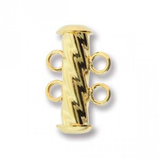 2-Strand 'Fluted' Cylindrical Clasp, 17mm, Gold