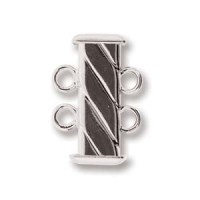 2-Strand 'Fluted' Rectangular  Clasp, 17mm, Silver