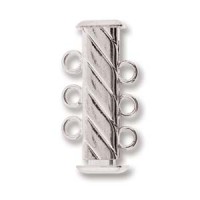 3-Strand 'Fluted' Rectangular  Clasp, 21mm, Silver