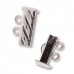 2-Strand 'Fluted' Rectangular  Clasp, 17mm, Silver