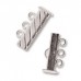 3-Strand 'Fluted' Rectangular  Clasp, 21mm, Silver