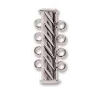 4-Strand 'Fluted' Cylindrical Clasp, 26mm, Silver