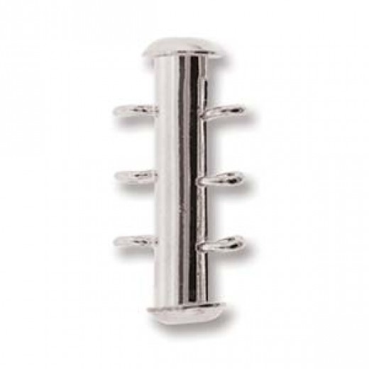 3 Strand Vertical Loop  Slide Clasps, Silver Plated, 2 Clasps