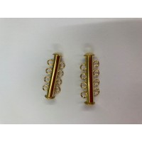 4 Strand Multi Slide Clasp Gold Colour, Pack of 2 Clasps
