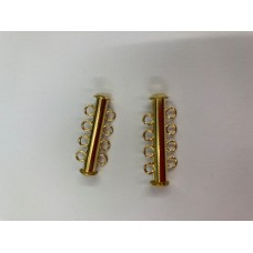 4 Strand Multi Slide Clasp Gold Colour, Pack of 2 Clasps