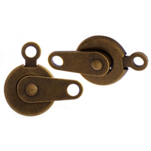 7.5mm Push Button Clasps, Antique Gold Colour, Pack of 5