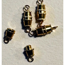 8mm Medium Barrel Screw Clasps, Gold Colour, Pack of 6